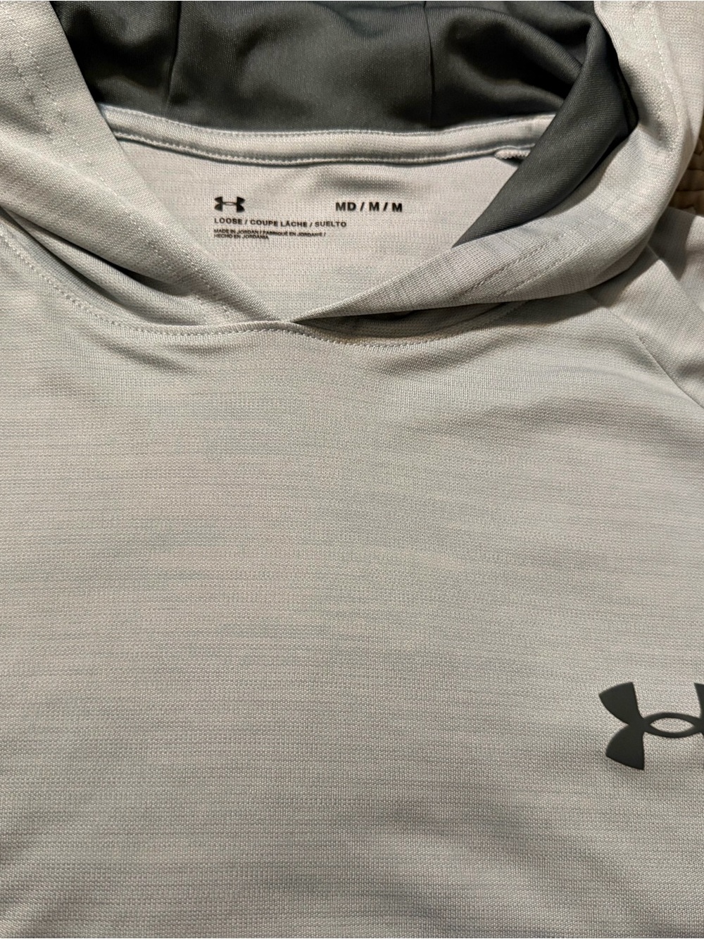 Under Armour Men's Light Gray Hoodie with Black Logo